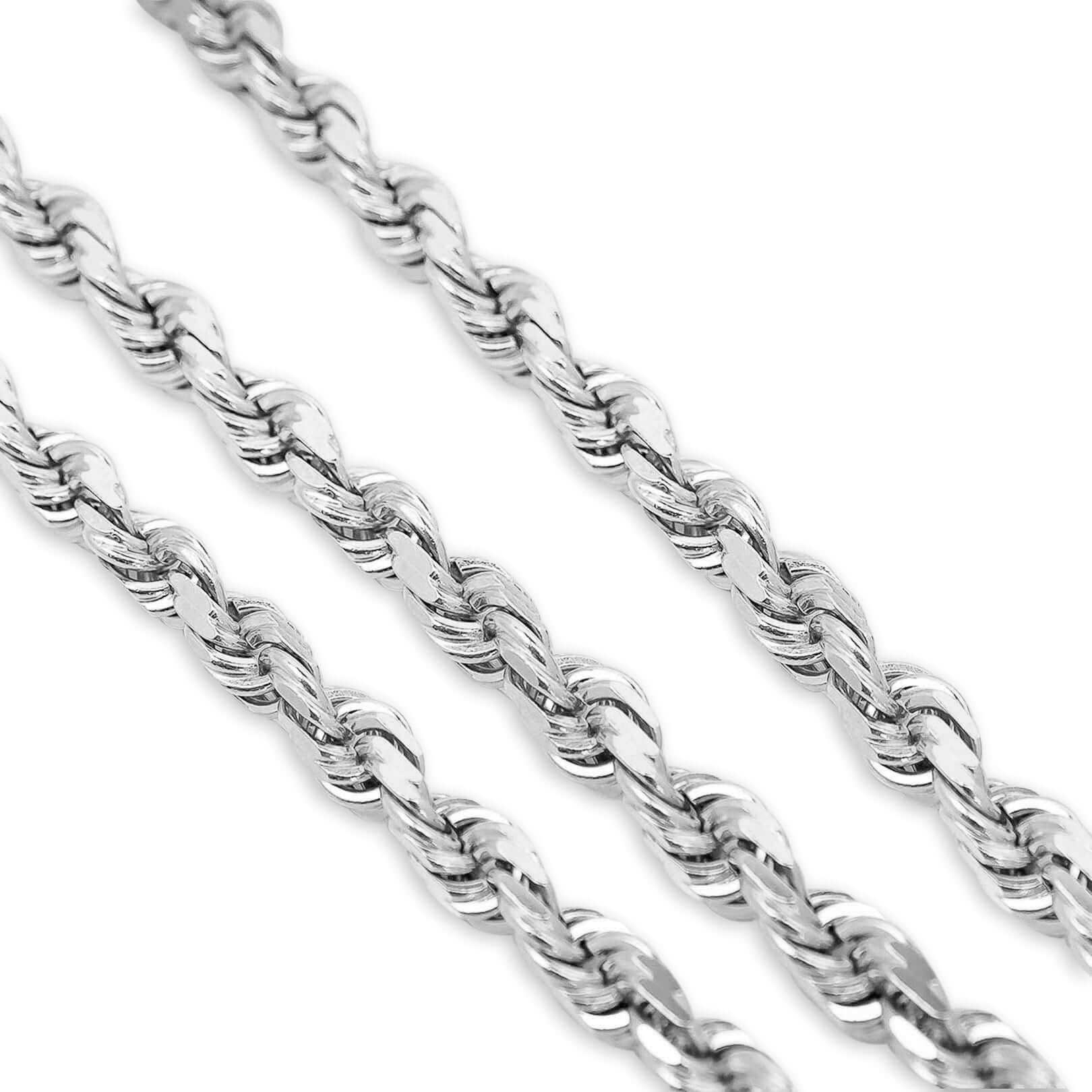 Rope Chain - 2mm-5mm Hollow White Gold
