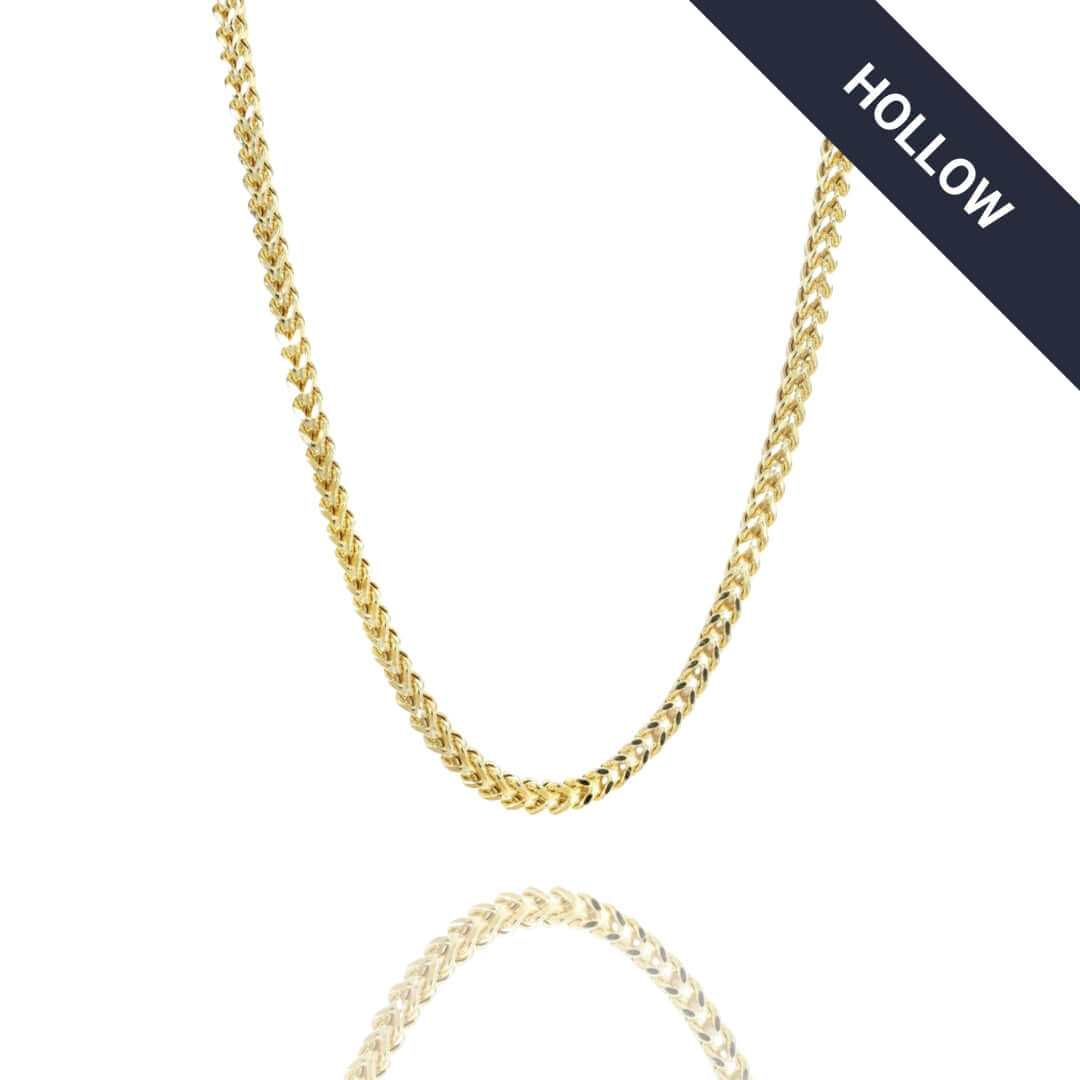 Franco Chain - 2mm-7mm Hollow Yellow Gold
