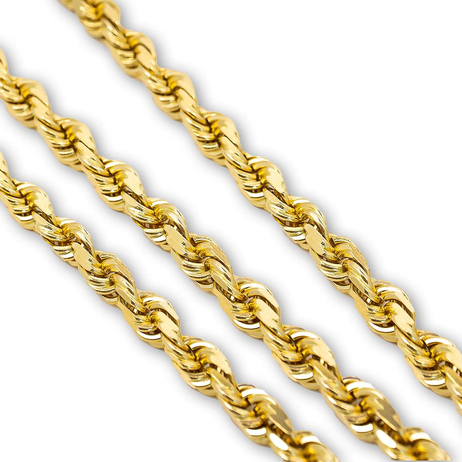 Rope Chain - 2mm-5mm Hollow Yellow Gold