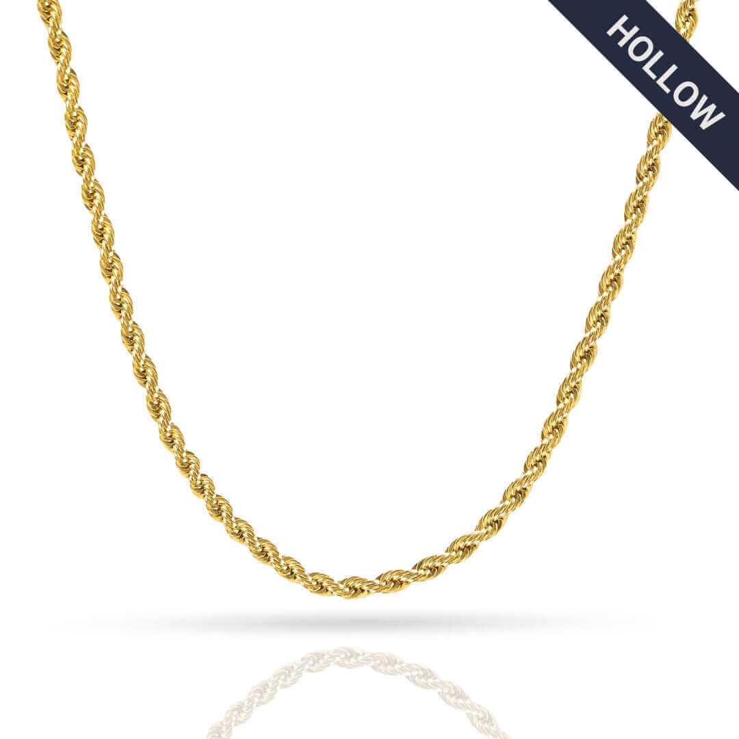 Rope Chain -6mm-10mm Hollow Yellow Gold