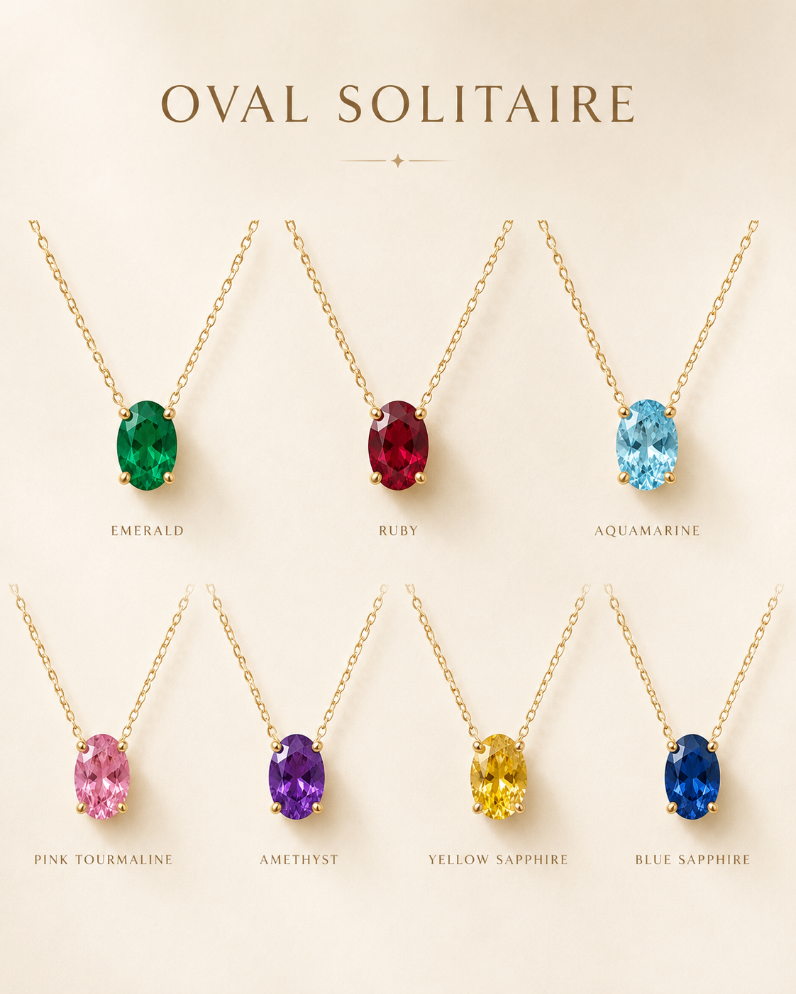 1Luxury Miami oval-cut yellow sapphire solitaire necklace in solid gold with 18-inch cable-link chain — digital design representation