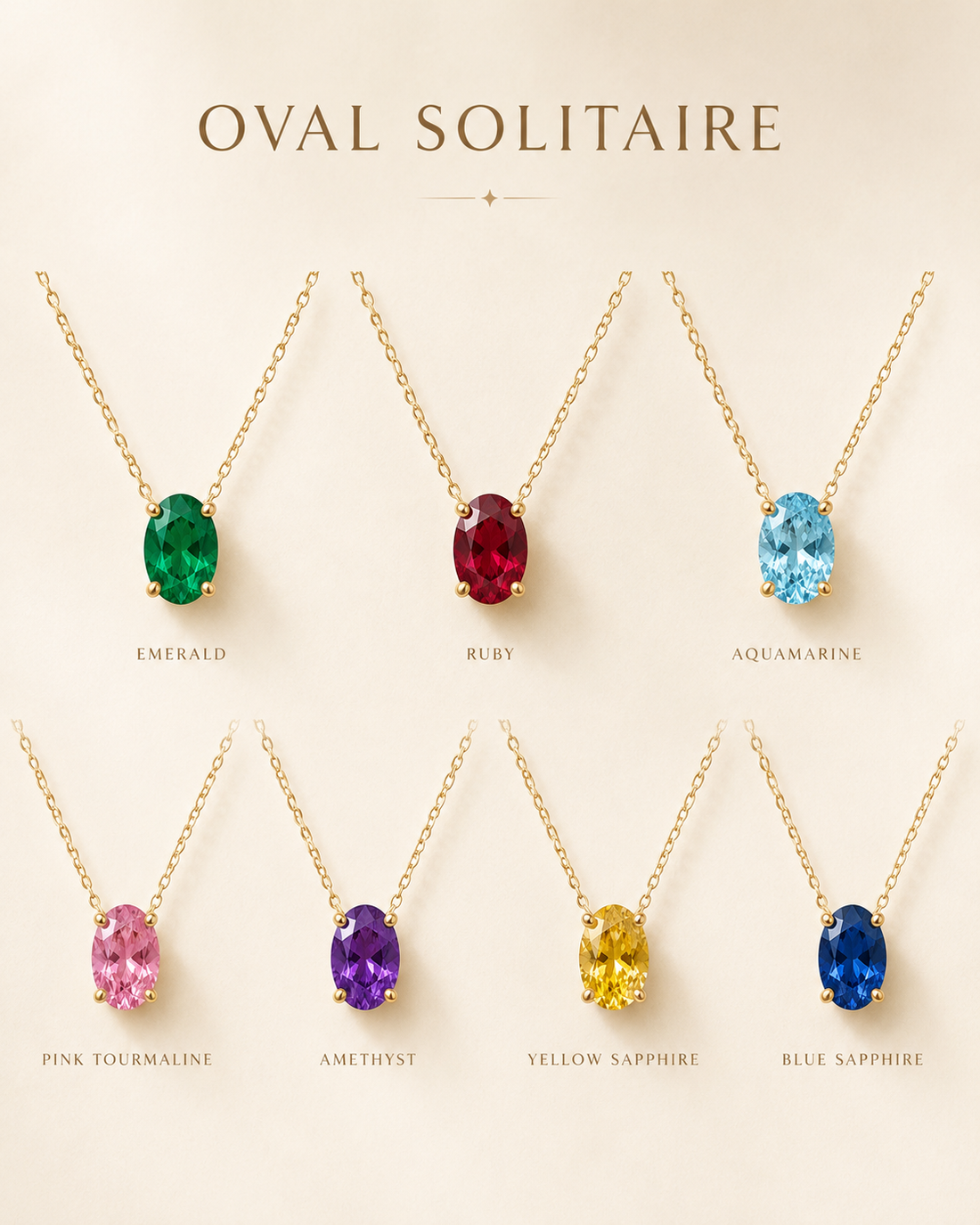 1Luxury Miami oval-cut ruby solitaire necklace in solid gold with 18-inch cable-link chain — digital design representation