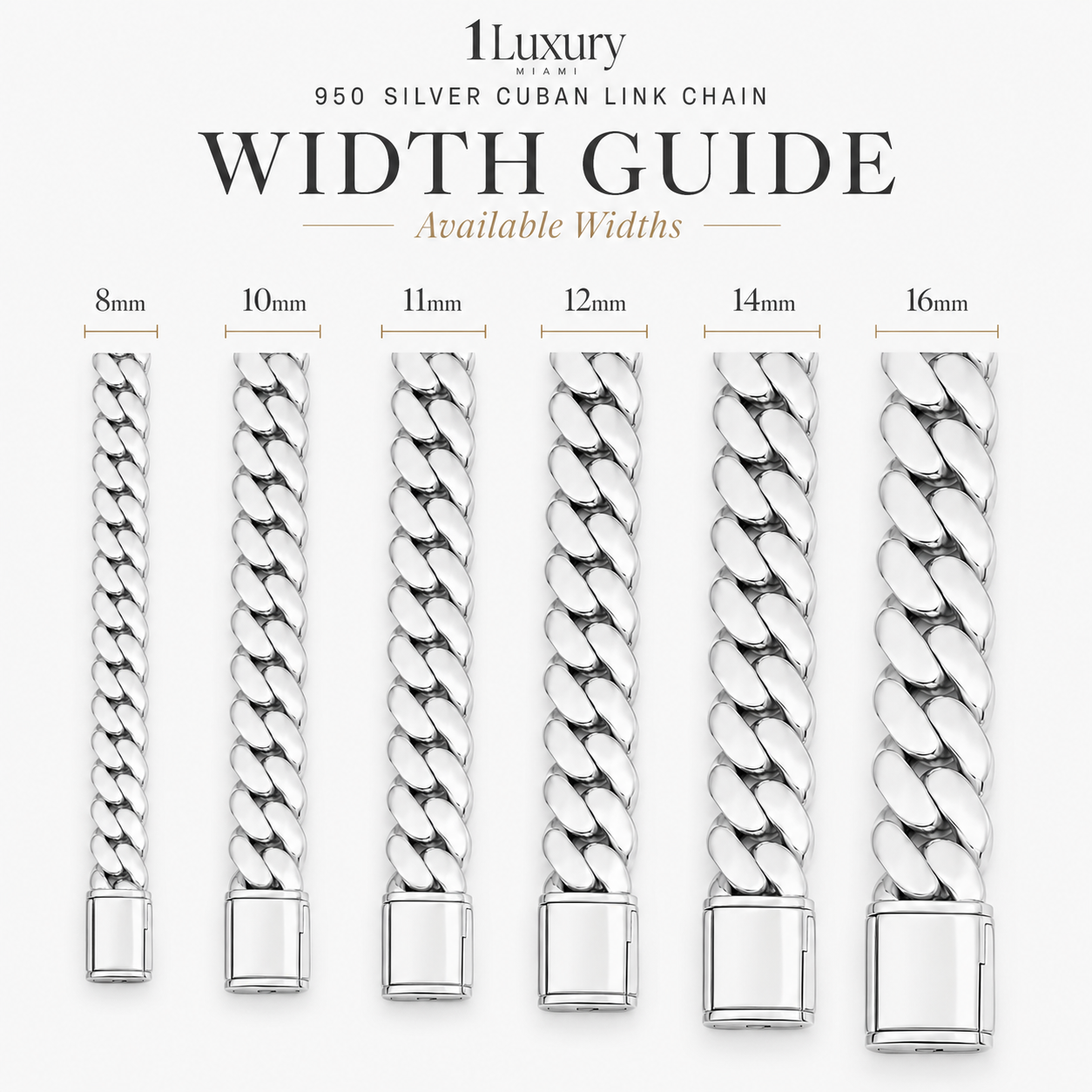 1Luxury Miami 950 Silver Cuban Link Chain