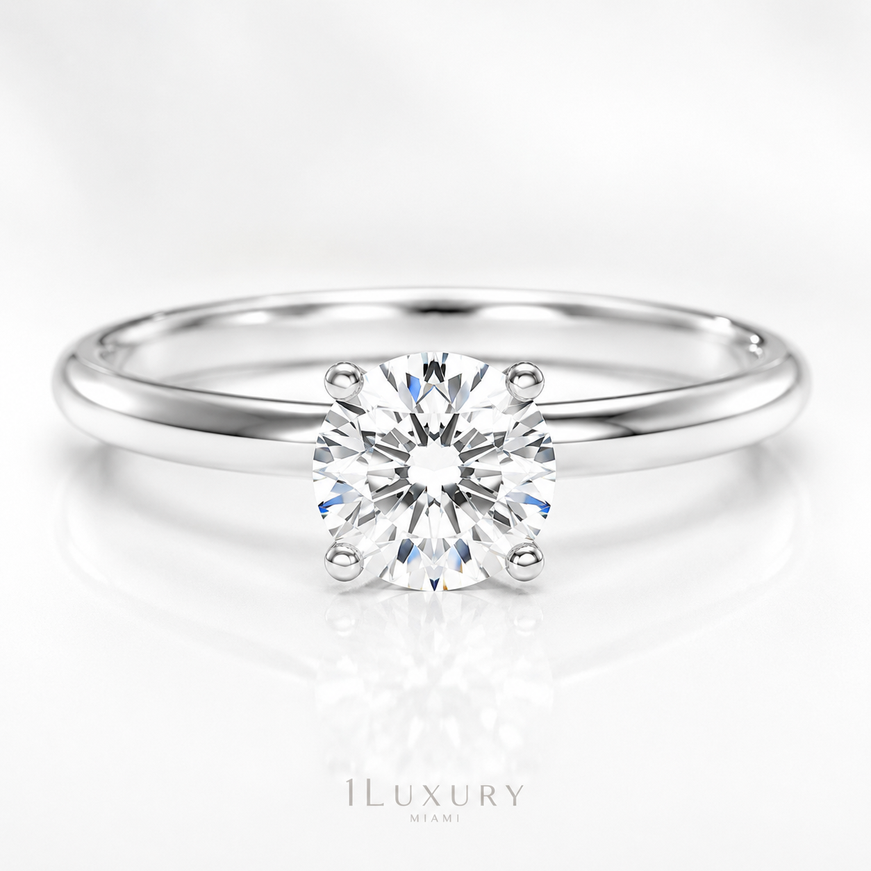 Round solitaire lab-grown diamond engagement ring – 1Luxury Miami