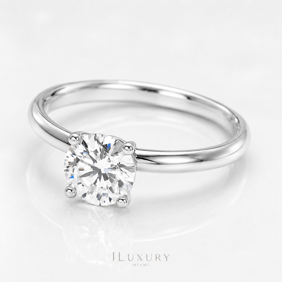 Round solitaire lab-grown diamond engagement ring – 1Luxury Miami