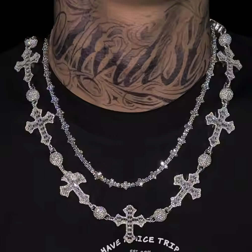 Iced Out Moissanite Rosary Ball Chain