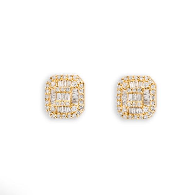 Diamond & Baguette Earrings in 14K Two-Tone Gold (2.8g)