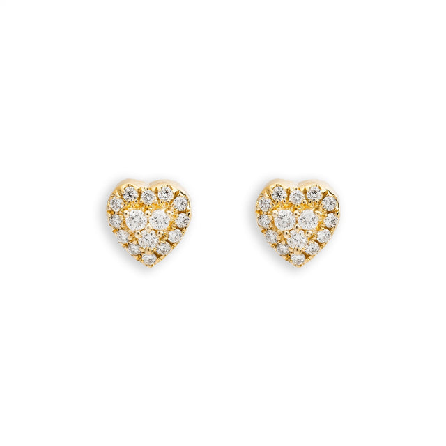 1.00 CTW Diamond Heart Earrings in 14K Gold