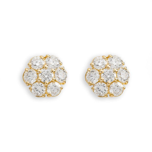 1.08 CTW Diamond Flower Stud Earrings in 14K Gold