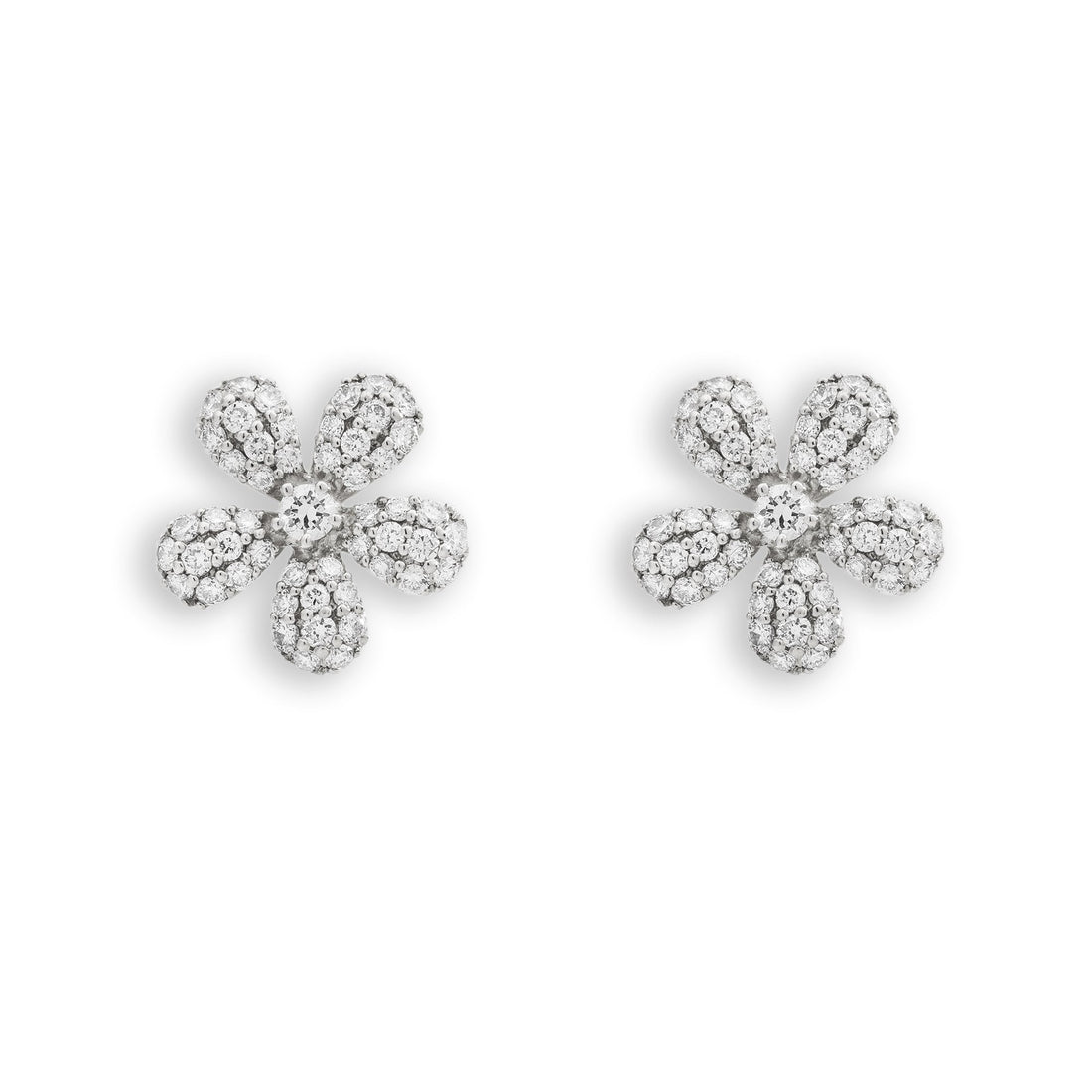 Flower Earrings With Diamonds