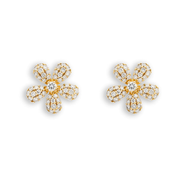 0.50 CTW Diamond Flower Earrings in 18K Gold