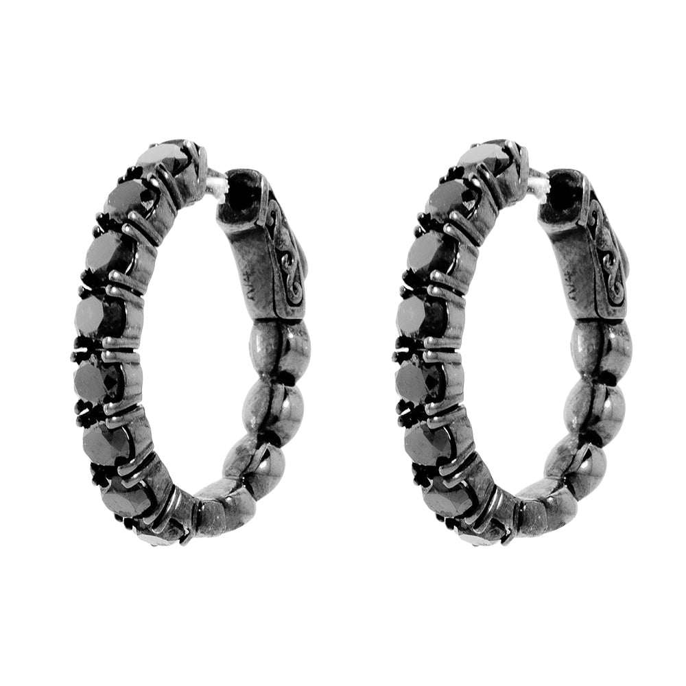 1.52 CTW Black Diamond Hoop Earrings in 14K Black Gold