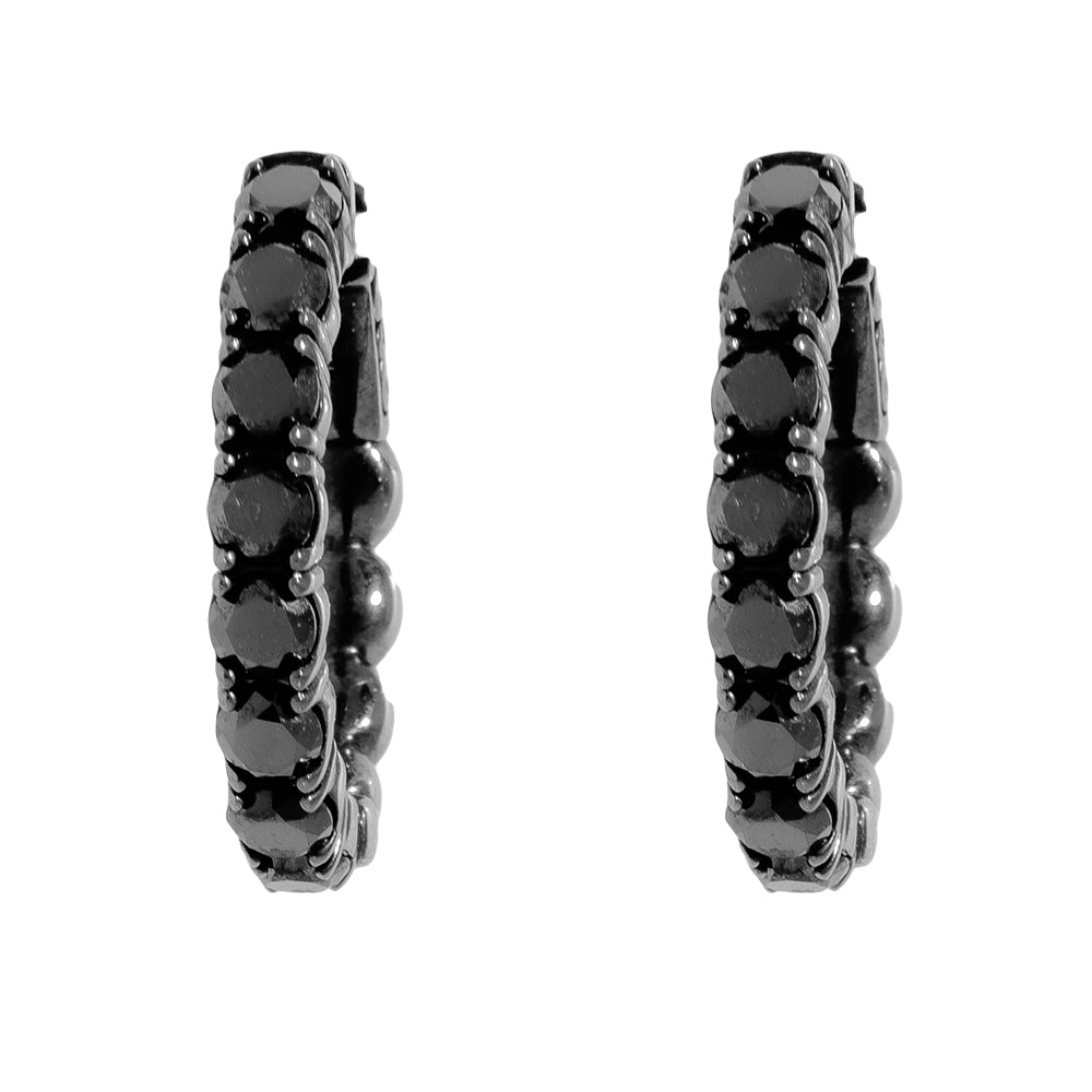 1.52 CTW Black Diamond Hoop Earrings in 14K Black Gold