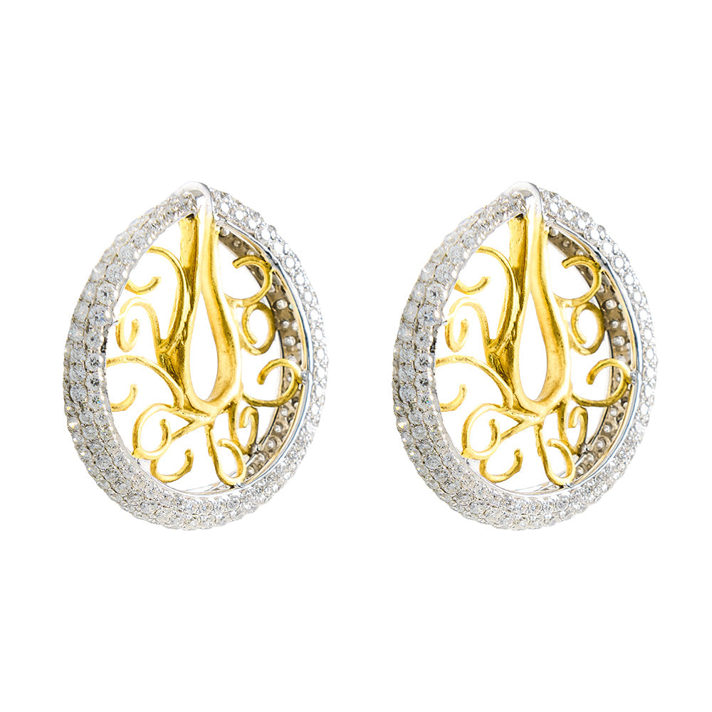 Diamond 2 Tone Earrings