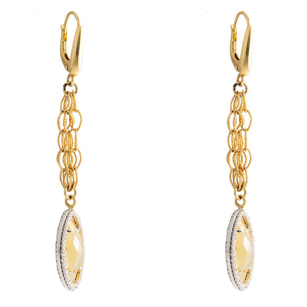 1.44 CTW Diamond Earrings with Yellow Stones in 14K Two-Tone Gold