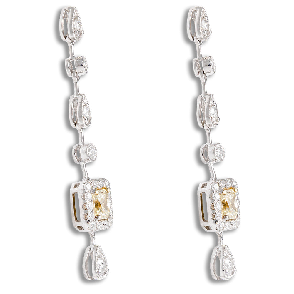 Hanging Earrings With Diamonds And Fancy Yellow Stones