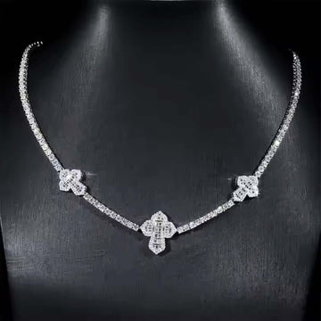 Iced Out Moissanite Cross Tennis Chain - 3mm