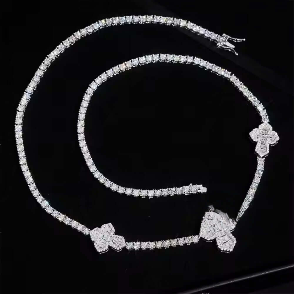 Iced Out Moissanite Cross Tennis Chain - 3mm