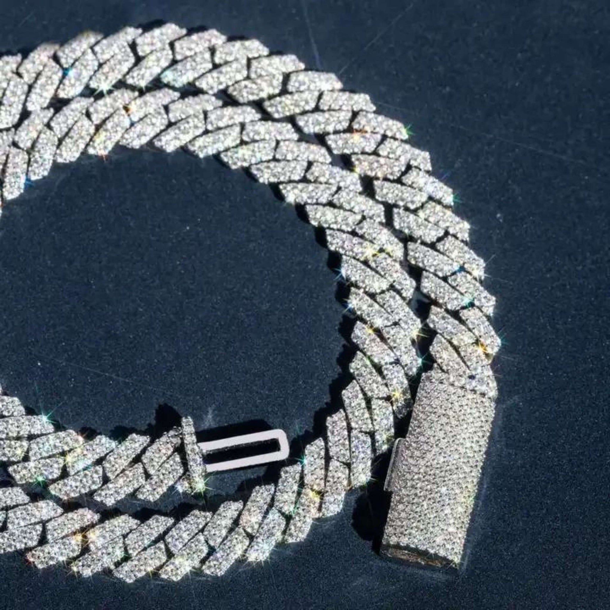 Moissanite Cuban Link Chain 10mm -925 Sterling Silver