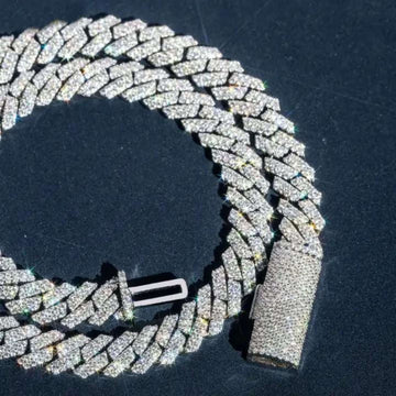 Moissanite Cuban Link Chain 10mm -925 Sterling Silver