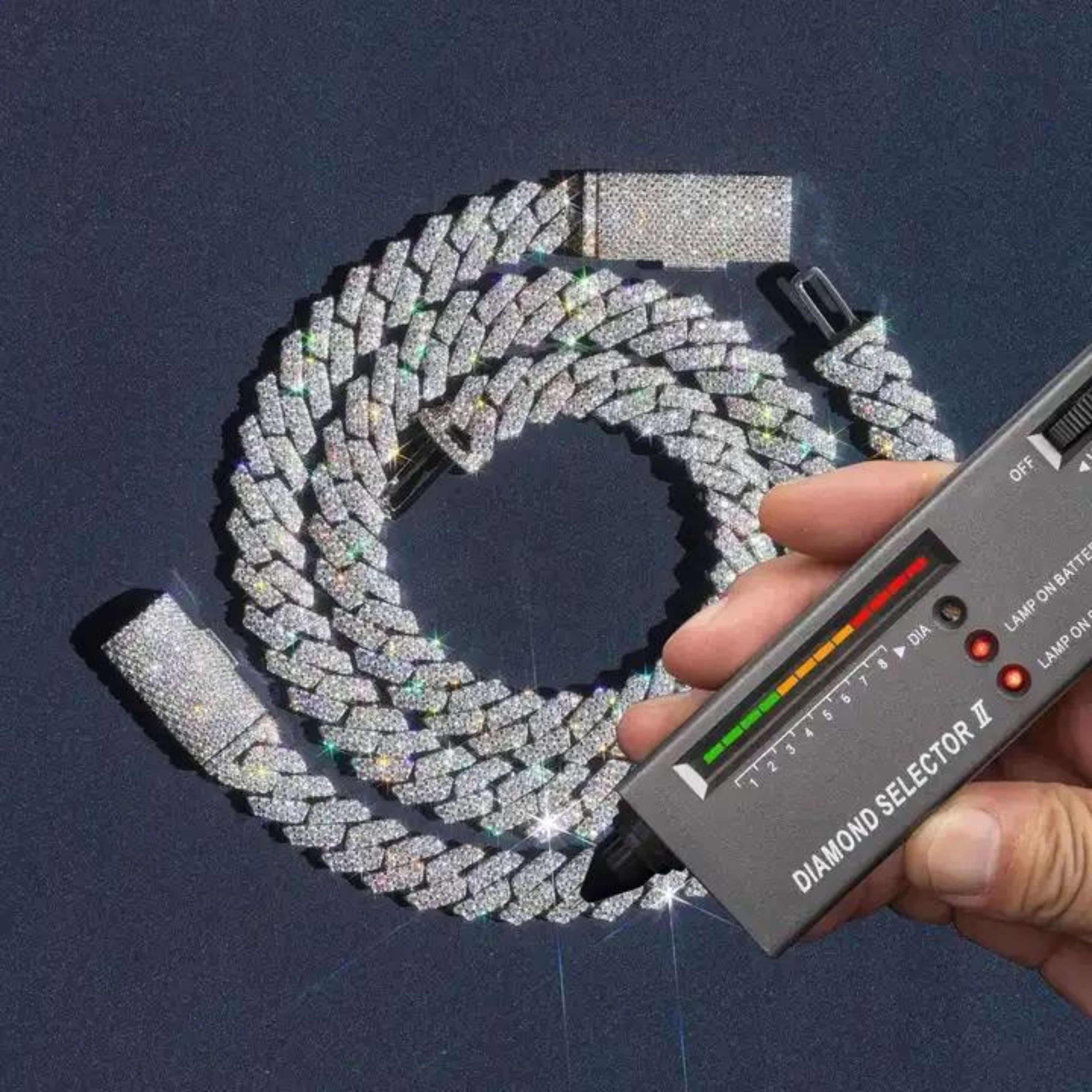 Moissanite Cuban Link Chain 10mm -925 Sterling Silver