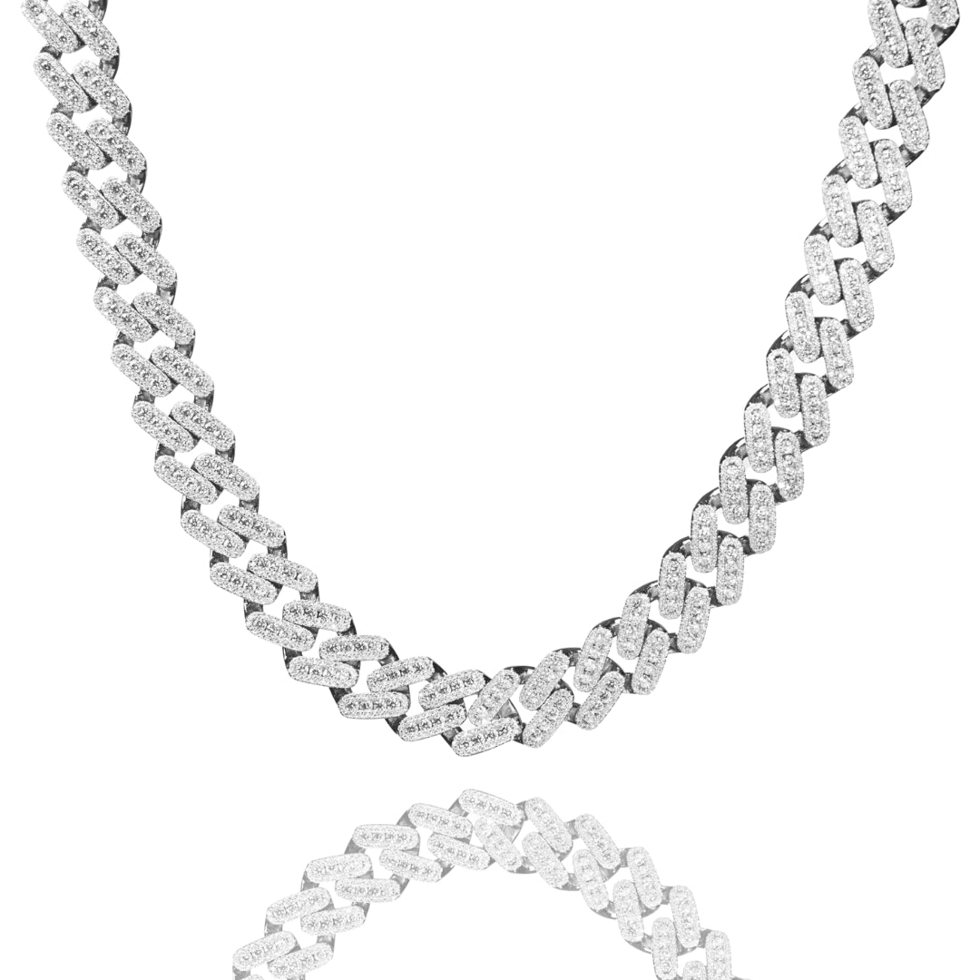 Moissanite Cuban Link Chain - 12mm-15mm in 925 Sterling Silver