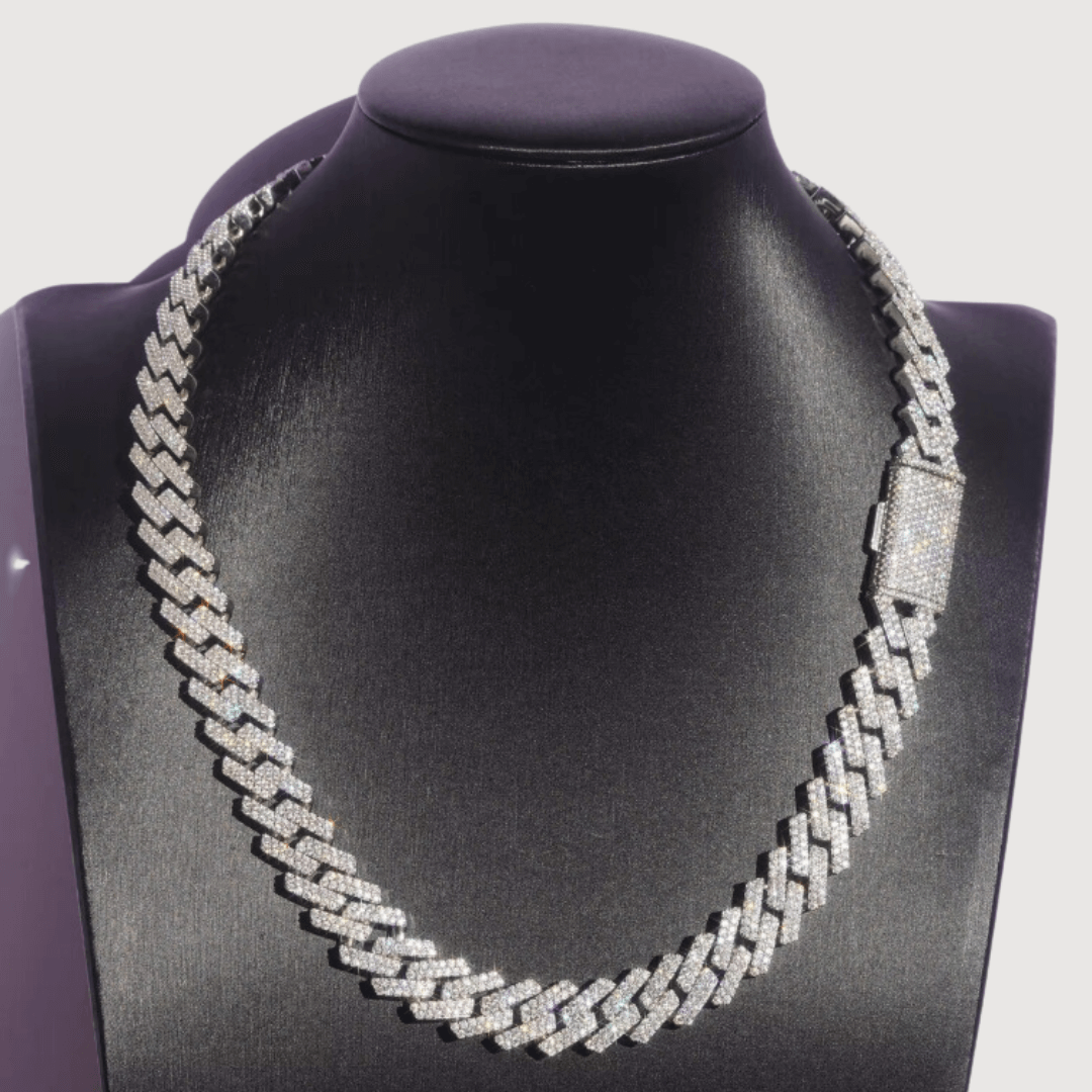 Moissanite Cuban Link Chain 15mm - 925 Sterling Silver