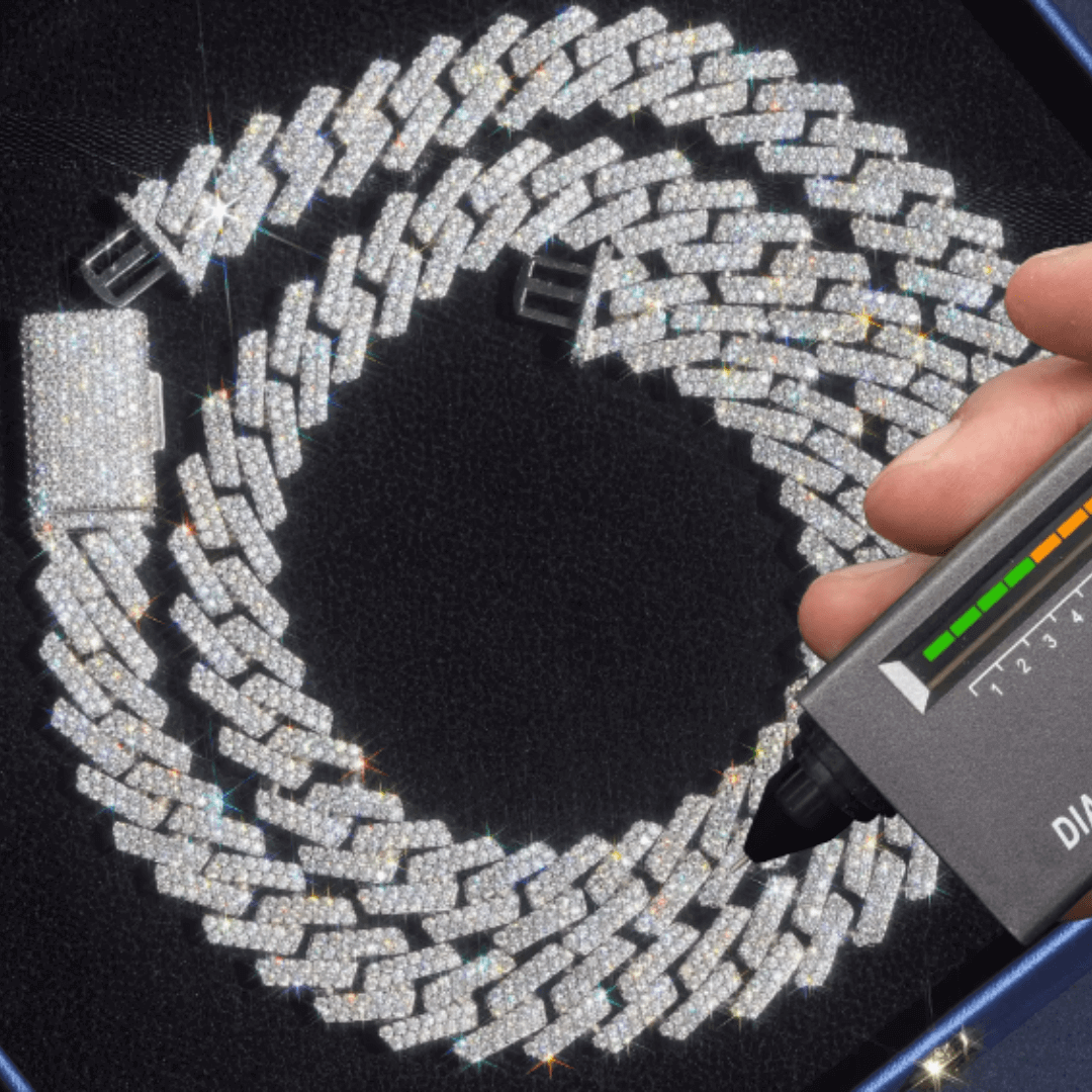 Moissanite Cuban Link Chain 15mm - 925 Sterling Silver