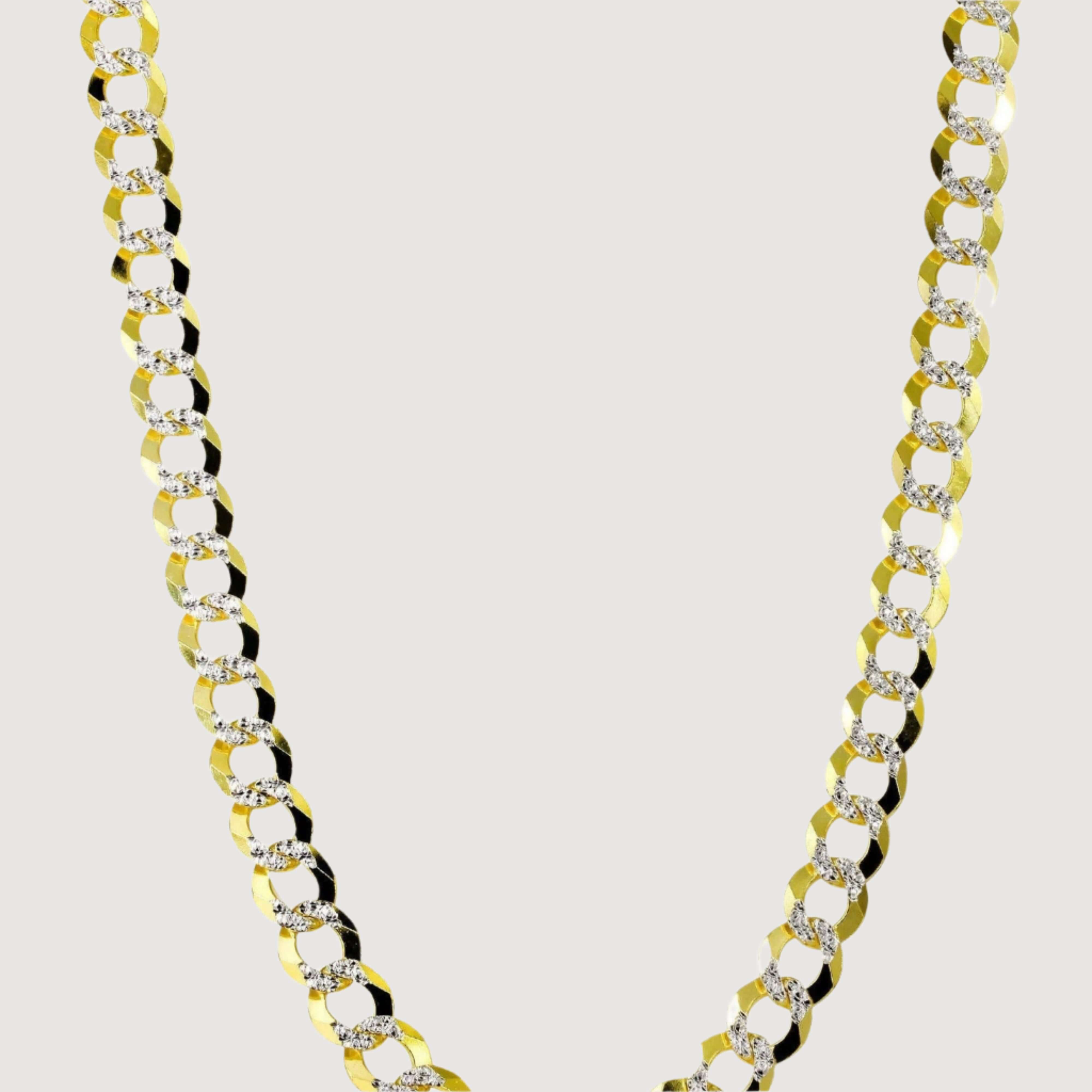 Pavé Curb Link Chain - 2mm-5.5mm Solid Yellow Gold