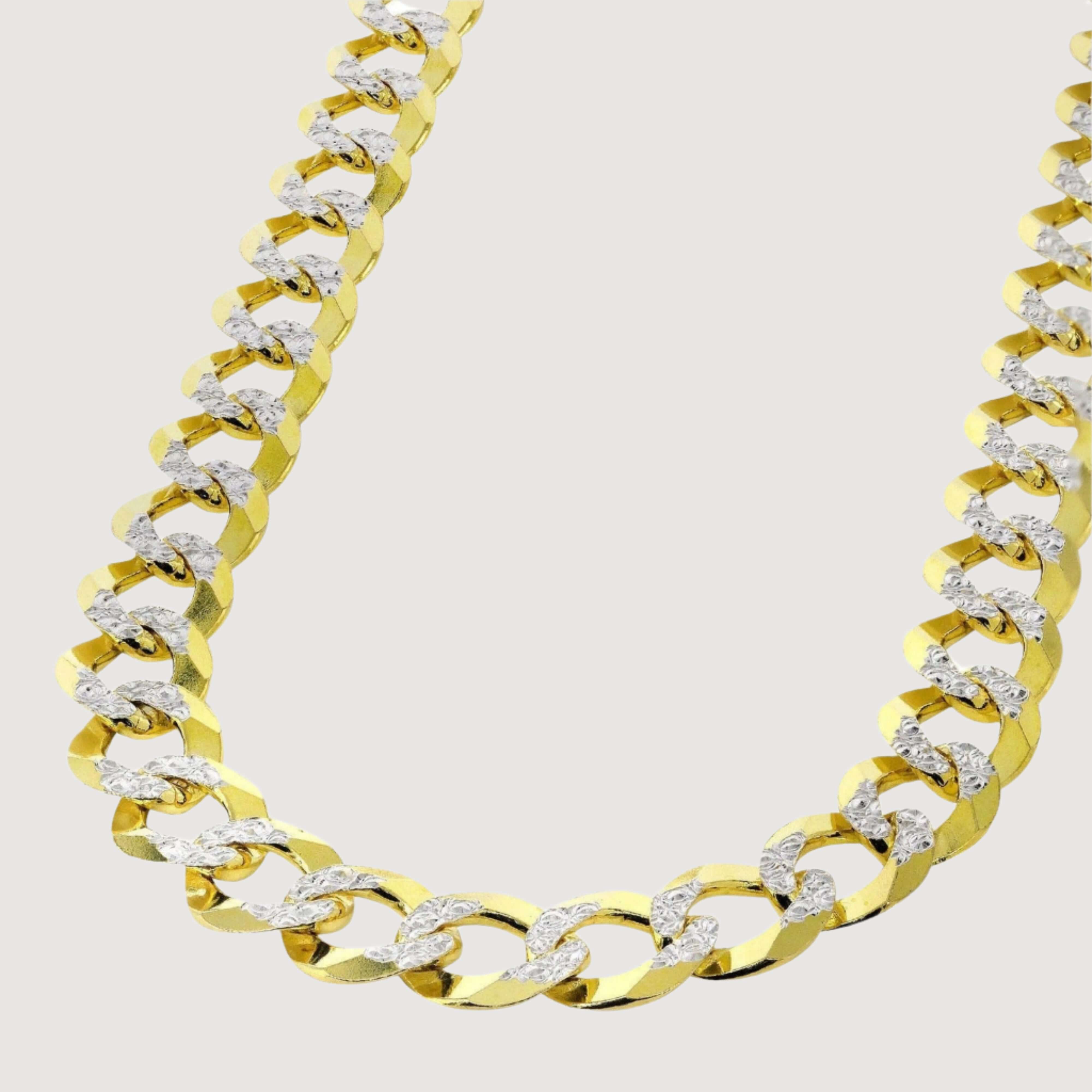 Pavé Curb Link Chain - 2mm-5.5mm Solid Yellow Gold