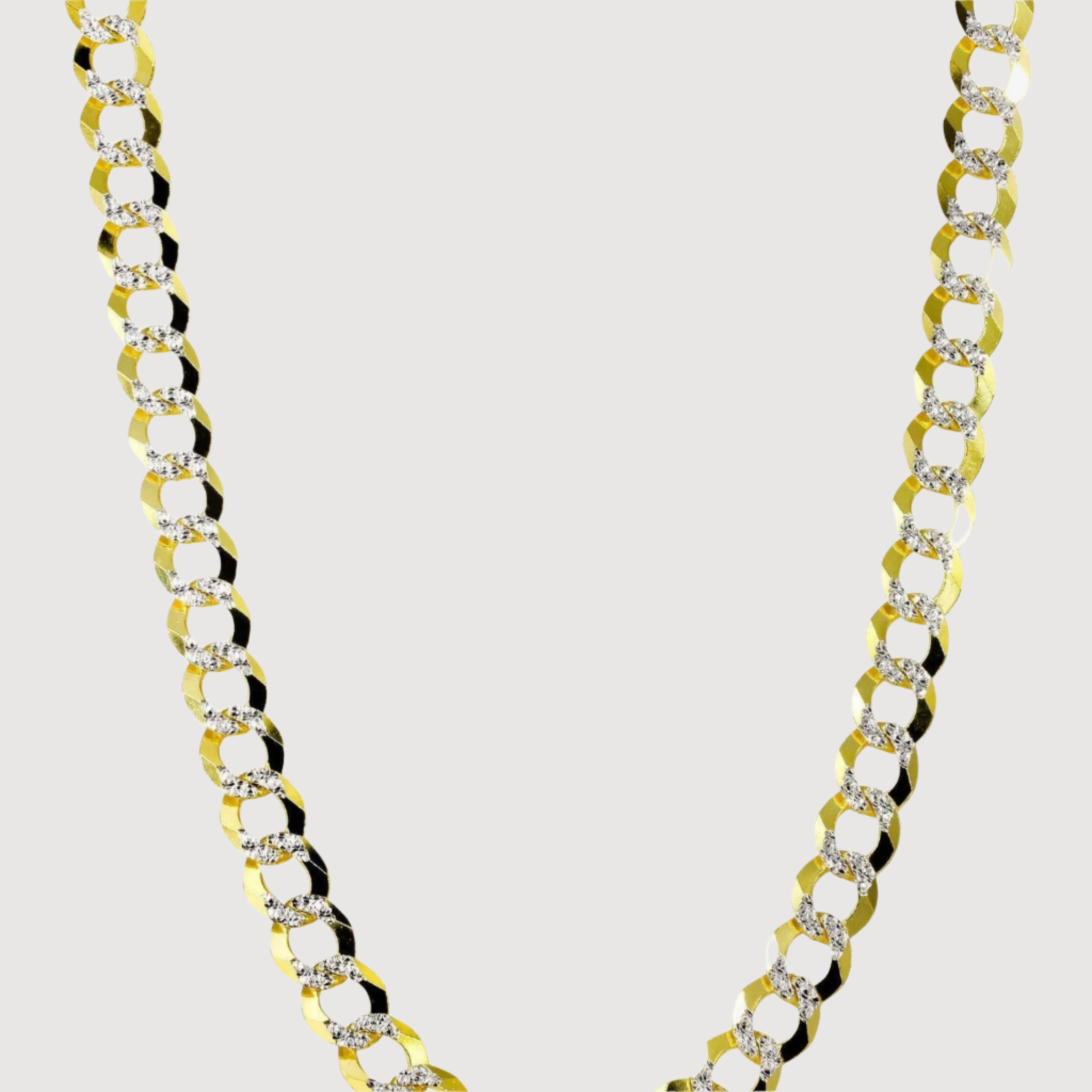 Pavé Curb Link Chain - 7mm - 13mm Solid Yellow Gold