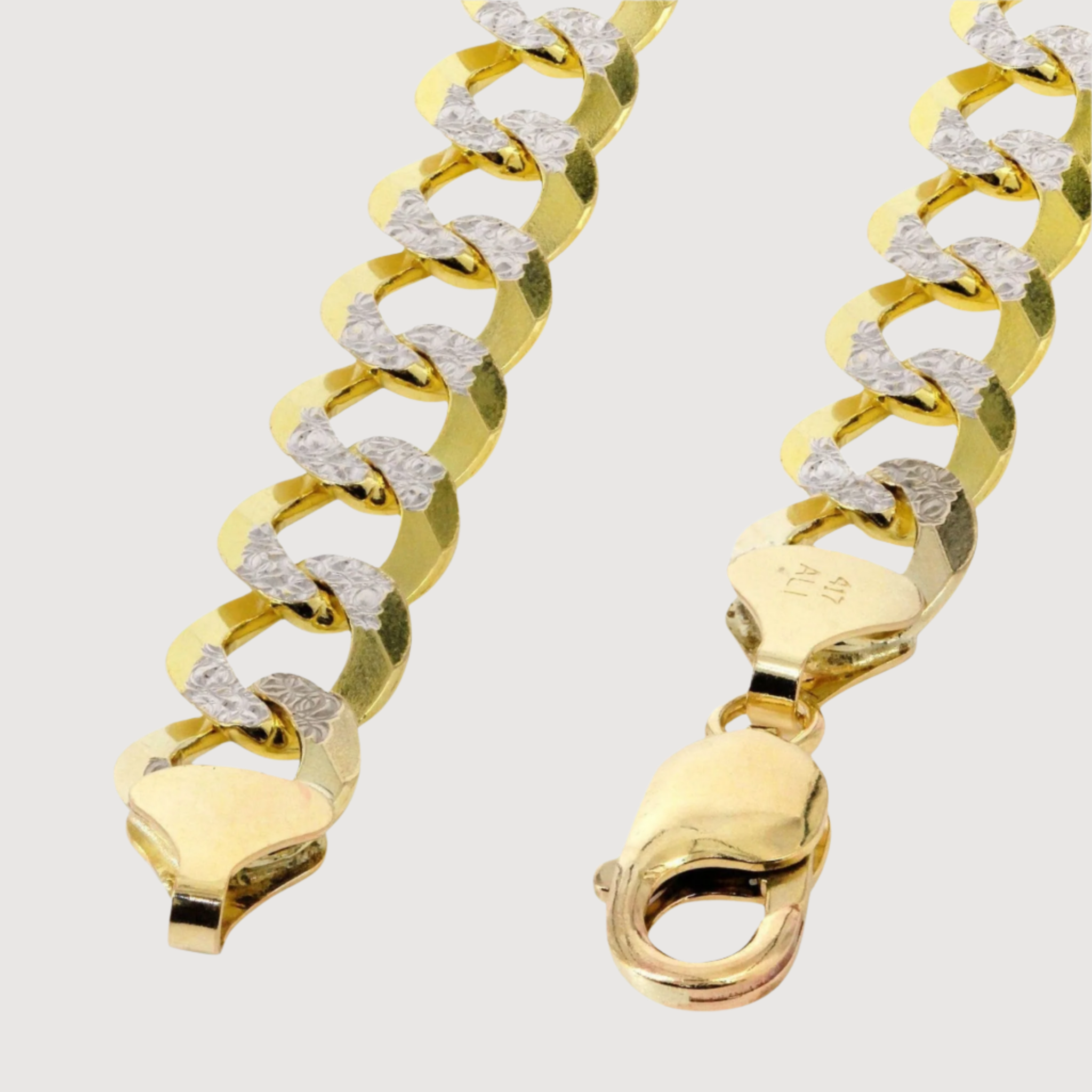 Pavé Curb Link Chain - 7mm - 13mm Solid Yellow Gold