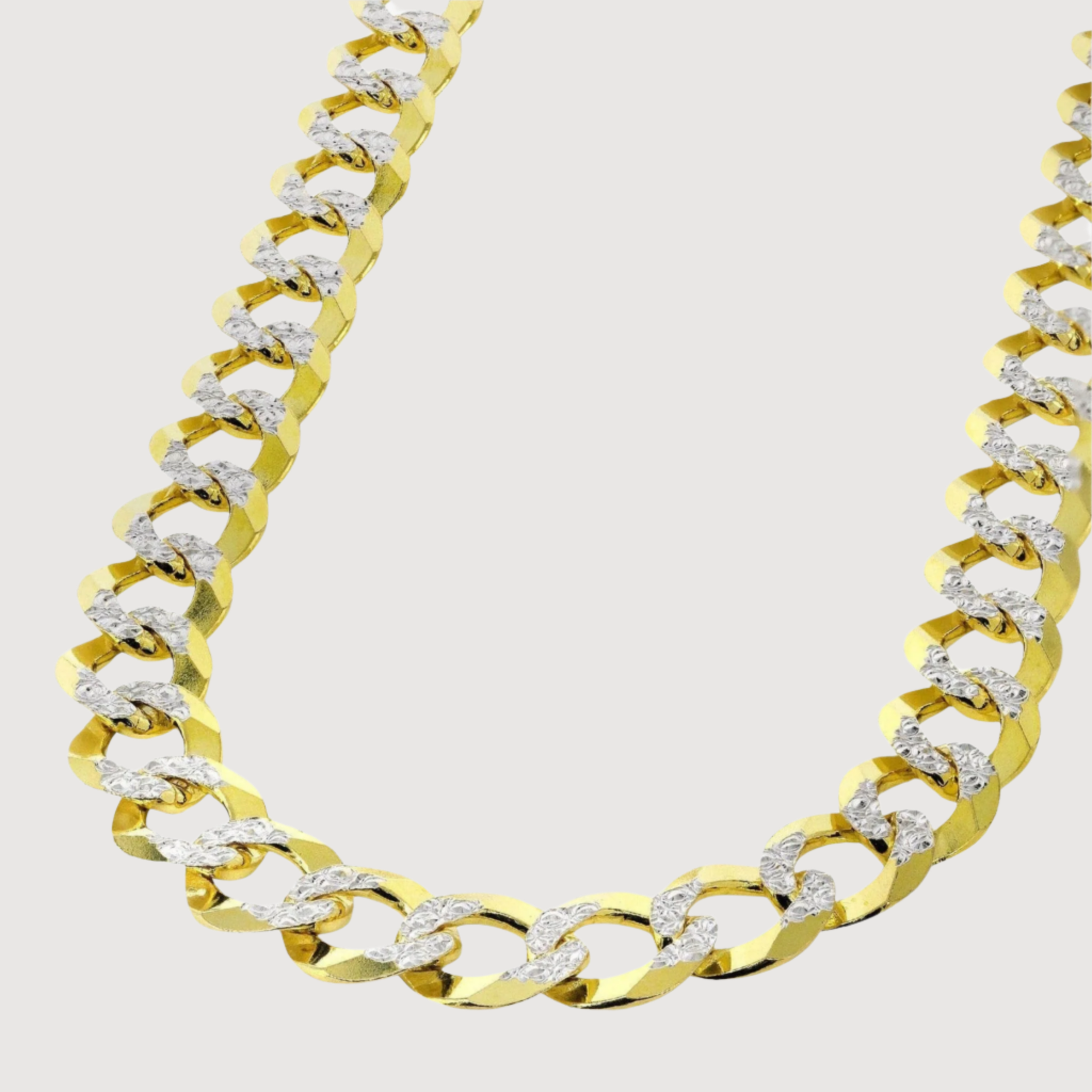 Pavé Curb Link Chain - 7mm - 13mm Solid Yellow Gold