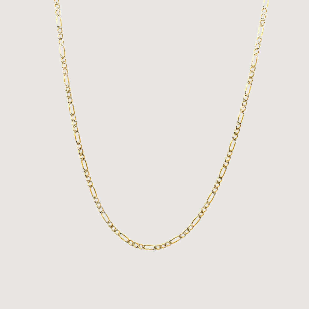 Pave Figaro Chain 3.5mm – Solid Yellow Gold