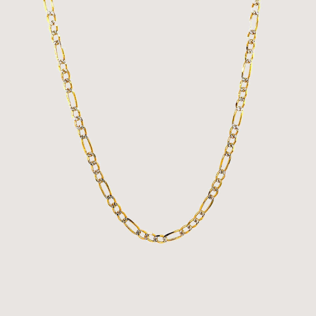 Pave Figaro Chain 4.5mm – Solid Yellow Gold