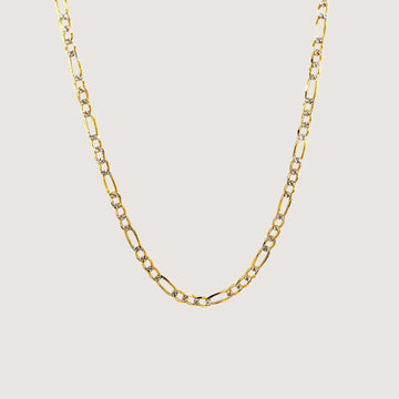 Pave Figaro Chain 4.5mm – Solid Yellow Gold