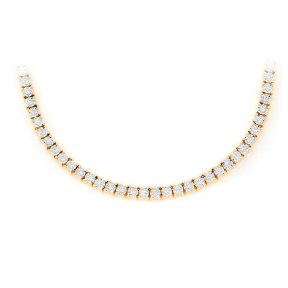 2pt miracle set diamond necklace 14k solid gold 4.00ctw