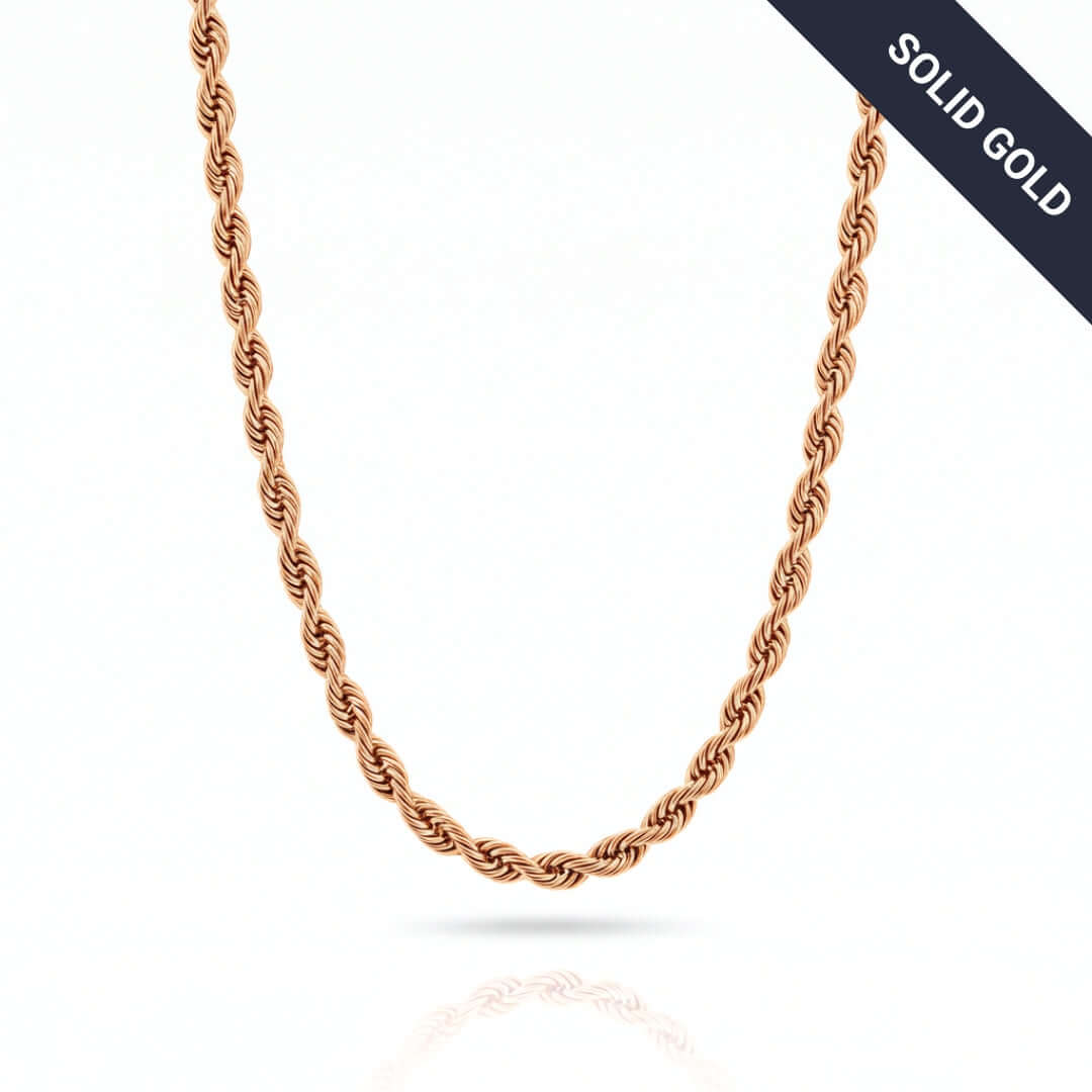 Rope Chain - 2mm-5mm Solid Rose Gold