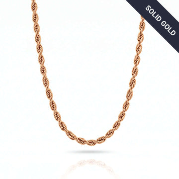 Rope Chain - 2mm-5mm Solid Rose Gold