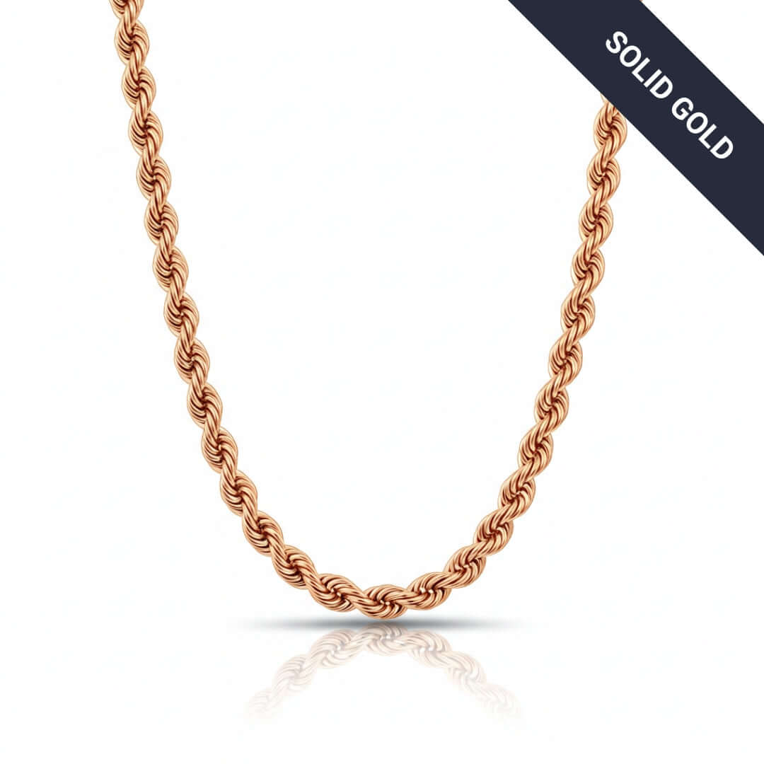 Rope Chain - 6mm-12mm Solid Rose Gold