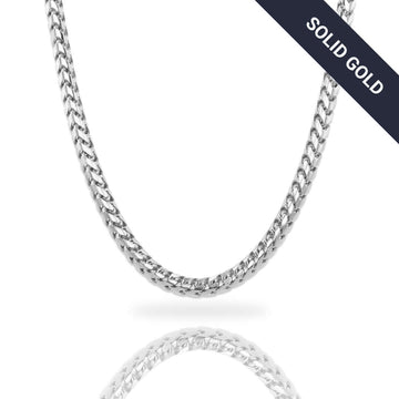 Franco Chain - 1.8mm-6.5mm Solid White Gold