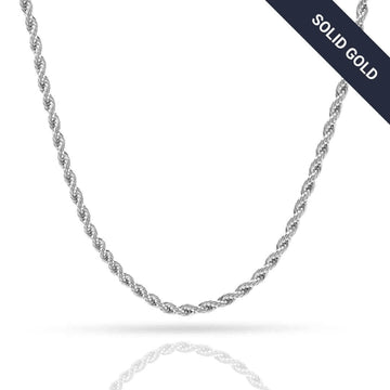Rope Chain - 2mm-5mm Solid White Gold