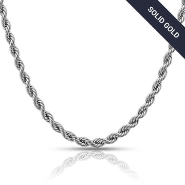 Rope Chain - 6mm-12mm Solid White Gold