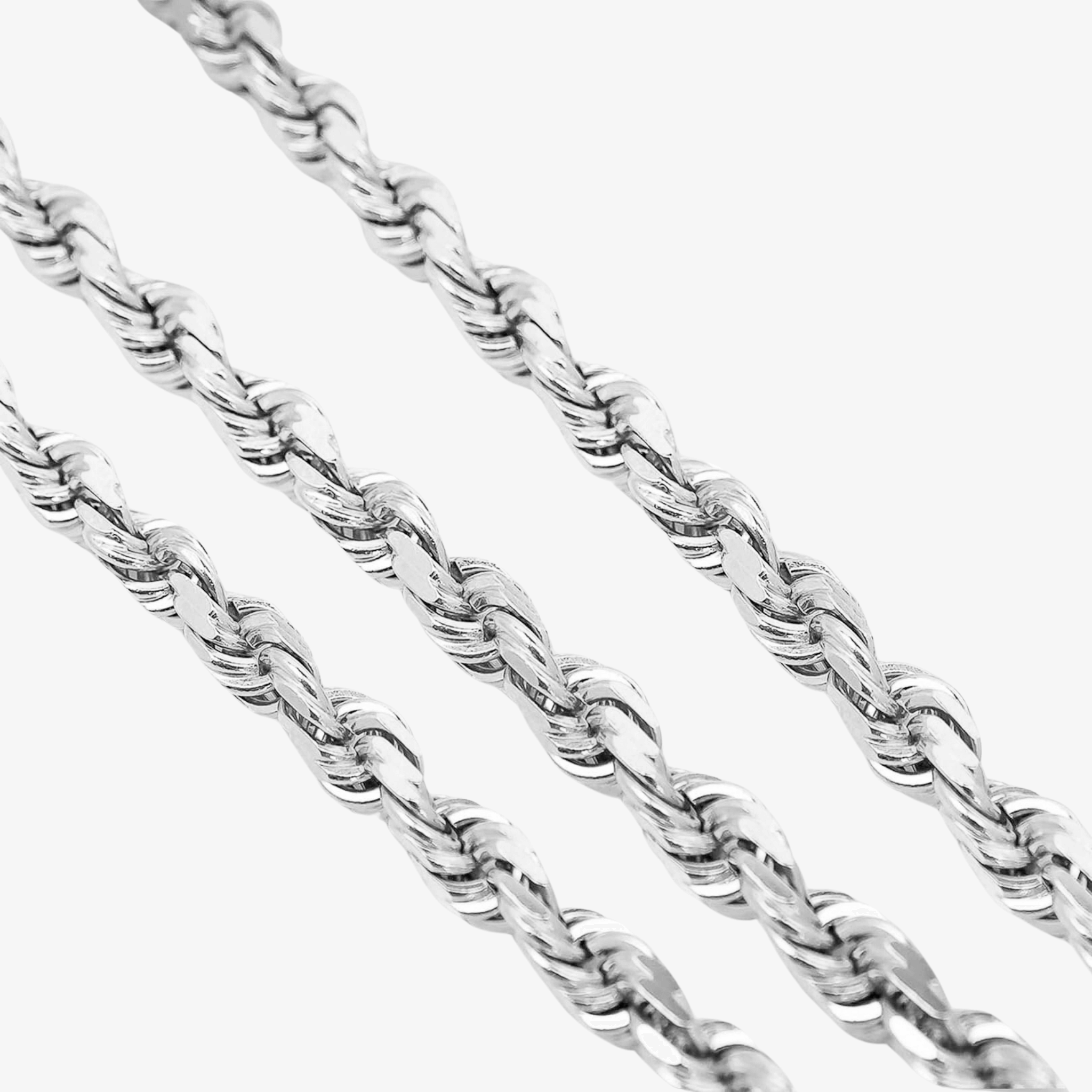 Rope Chain - 6mm-12mm Solid White Gold