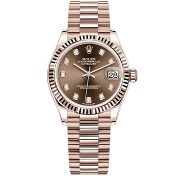 Rolex Datejust Ref. 278275 31mm Rose Gold Chocolate Diamond Dial President Bracelet