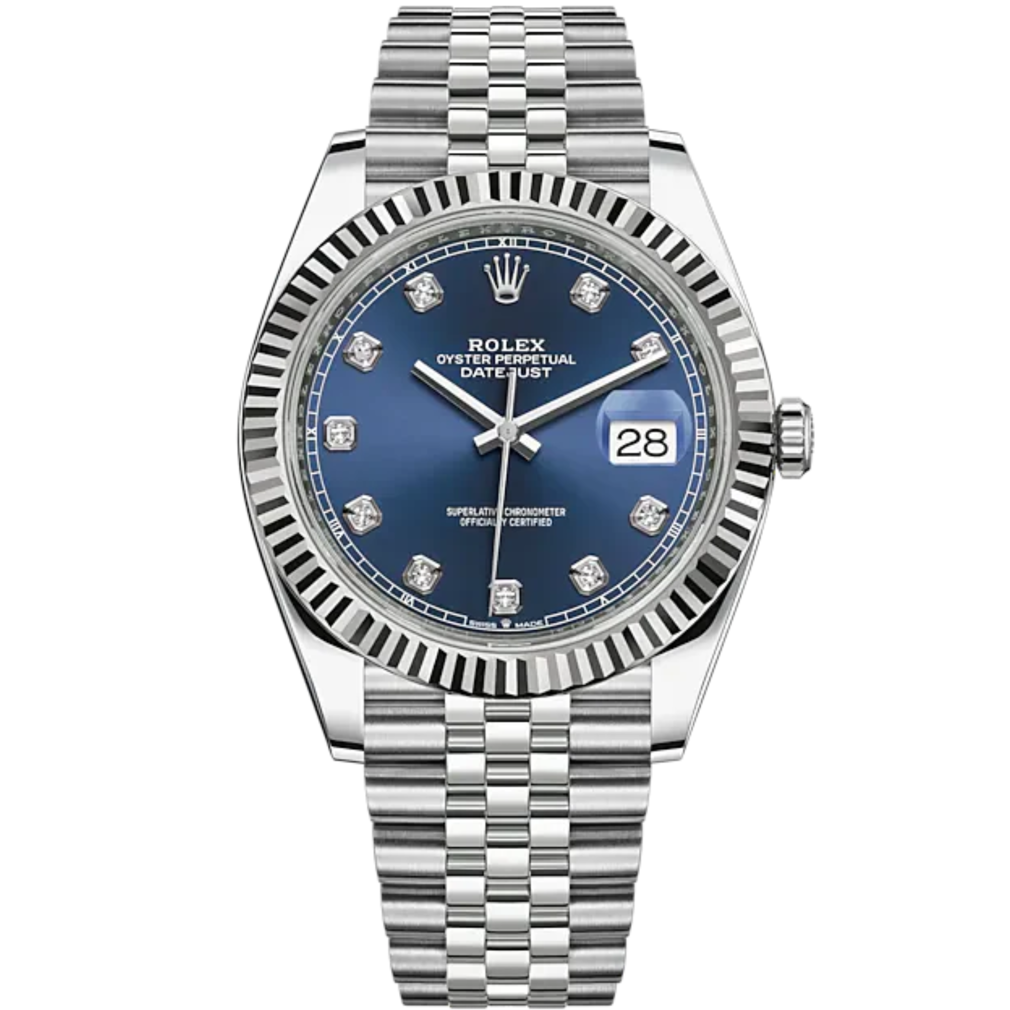 Rolex Datejust Ref. 126334G Stainless Steel Blue Diamond Dial on Jubilee/Fluted Bezel