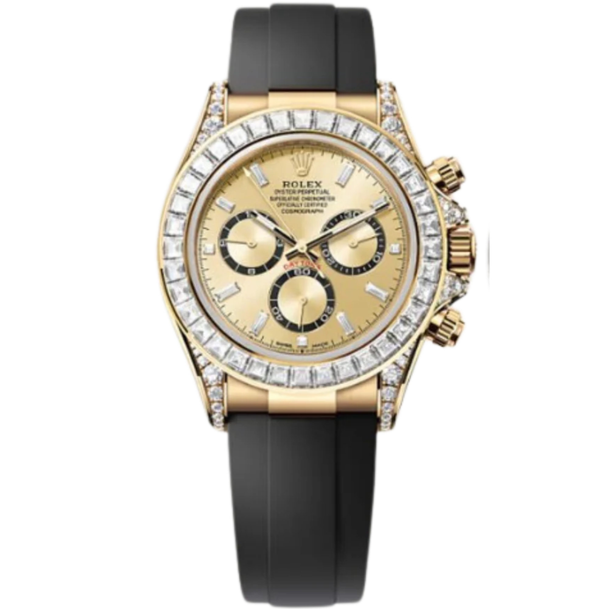 Rolex Daytona Ref. 126538TBR Yellow Gold Case Gold Dial with Diamonds and Diamond-Set Bezel in Oysterflex