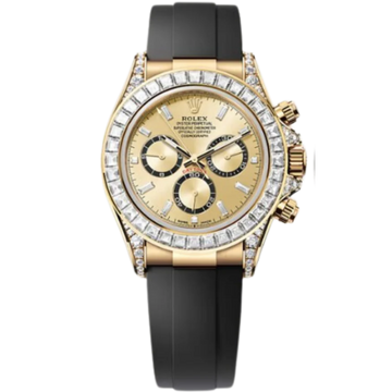 Rolex Daytona Ref. 126538TBR Yellow Gold Case Gold Dial with Diamonds and Diamond-Set Bezel in Oysterflex