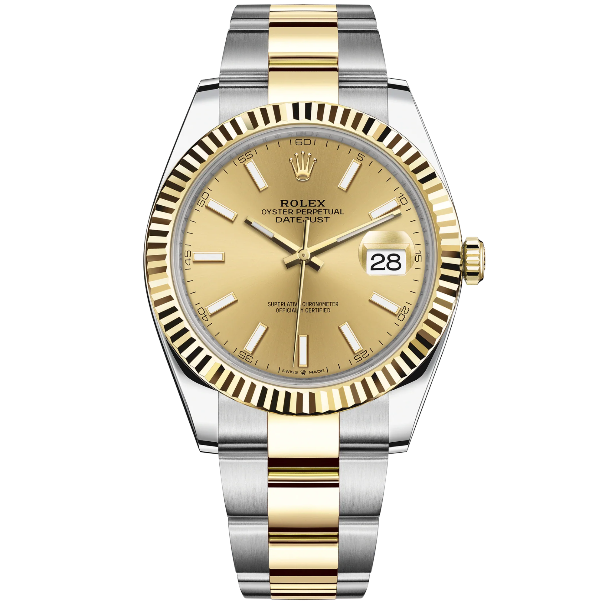 Rolex Datejust Ref. 126333 41mm Yellow Gold Champagne Dial Fluted Bezel in Oyster