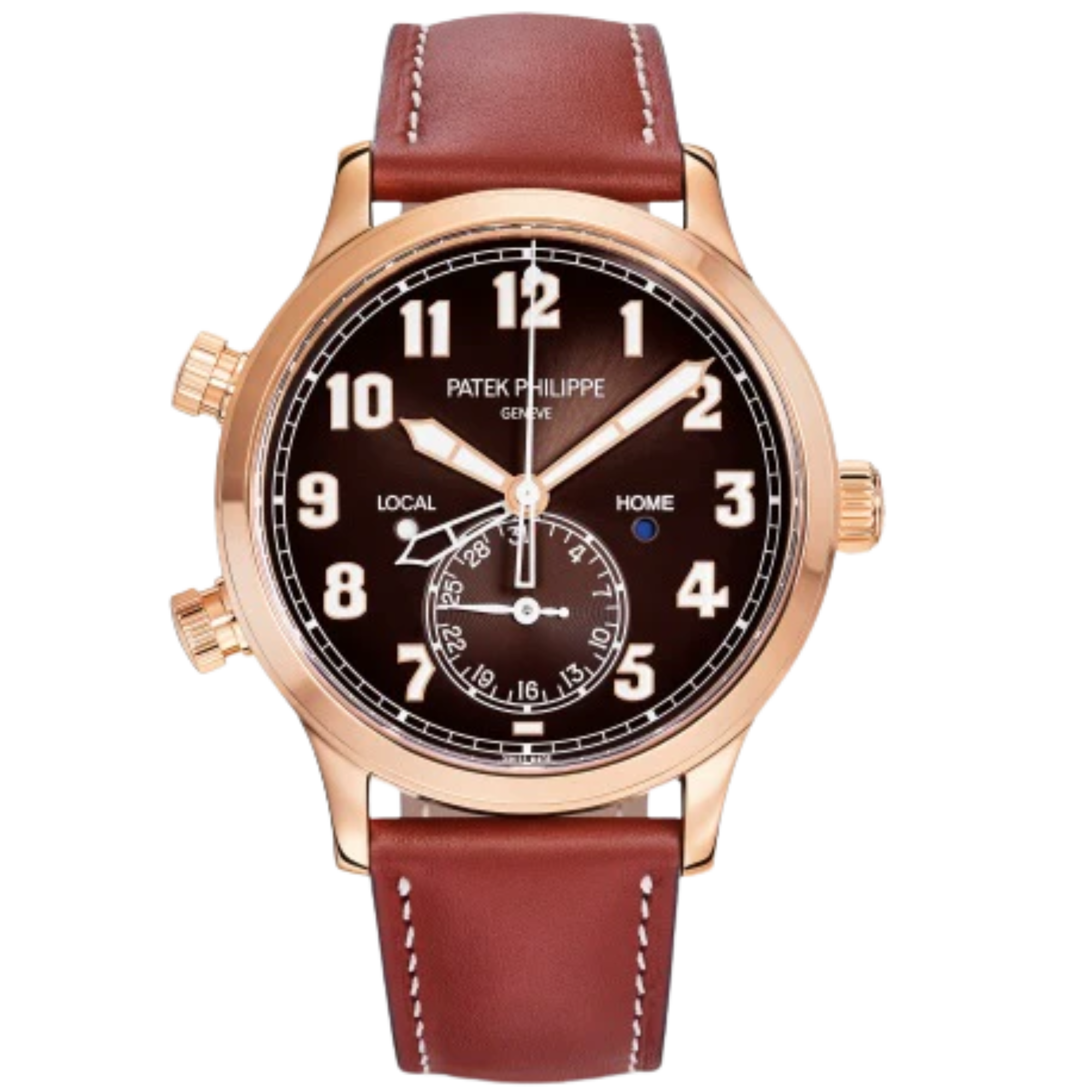 5524R-001 Complications 42mm Vintage Brown Calfskin Strap Brown Sunburst Black Gradated Dial Rose Gold Bezel
